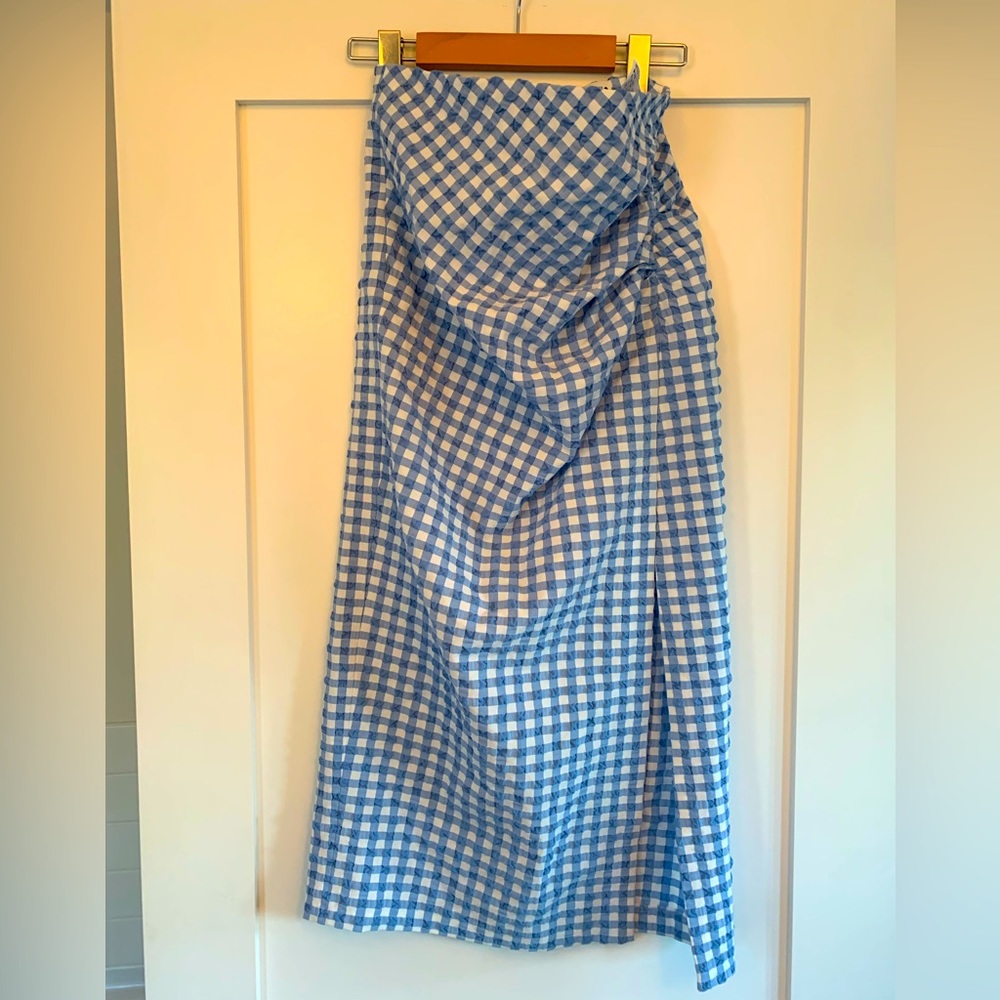 Blue and white check picnic skirt